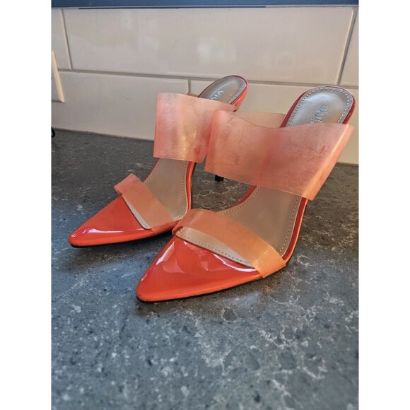 Vivianly Orange Transparent Pointed Toe Heels Sandals Strap Stiletto Heels - Picture 4 of 12